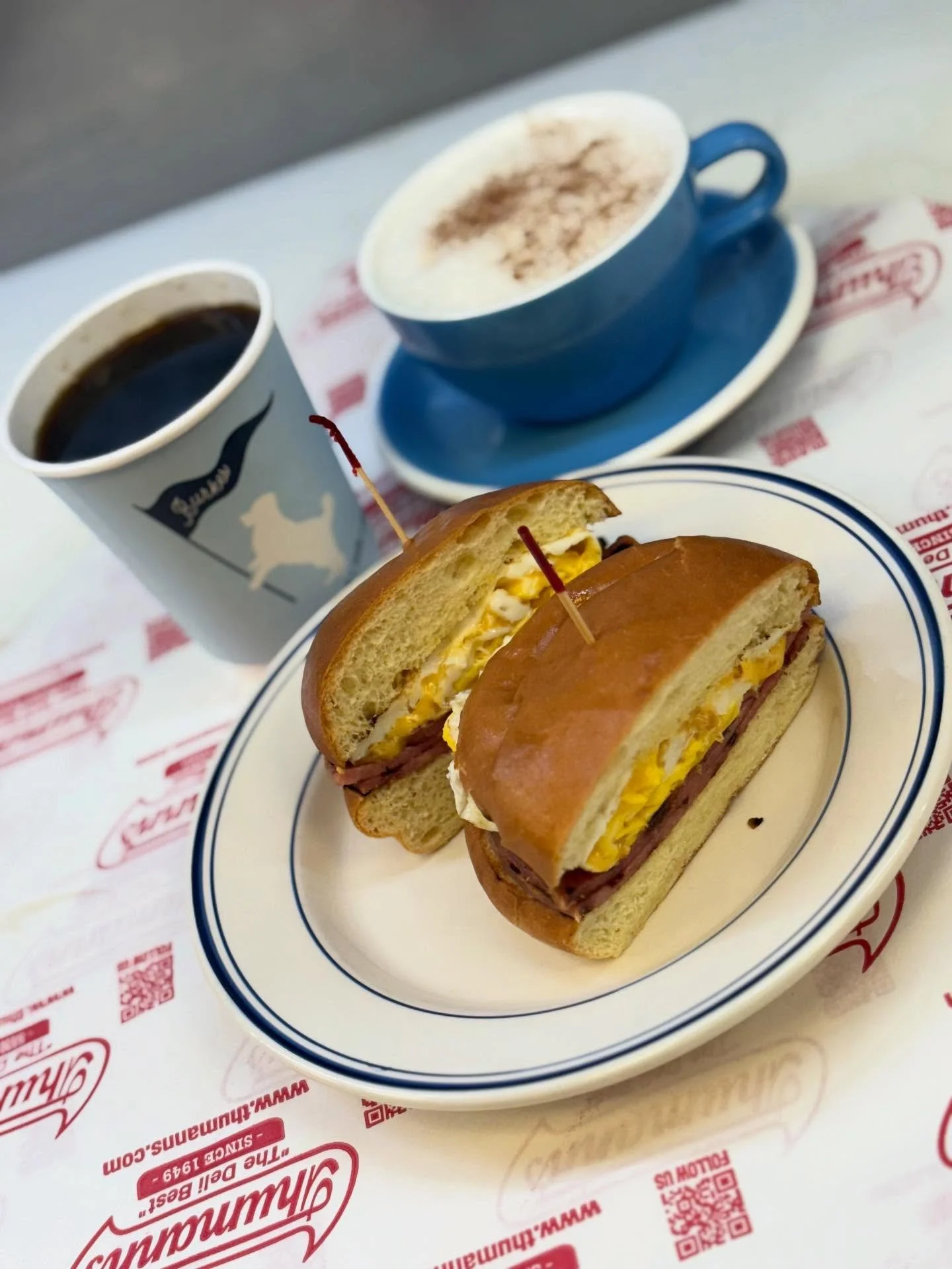 We are open come down to Burke&rsquo;s for a Breakfast sandwich Hott cup of Coffee,Latte or Cappuccino..#breakfast  #cappuccino☕️ #coffee #bayhead #burkes #hotchoclate☕️