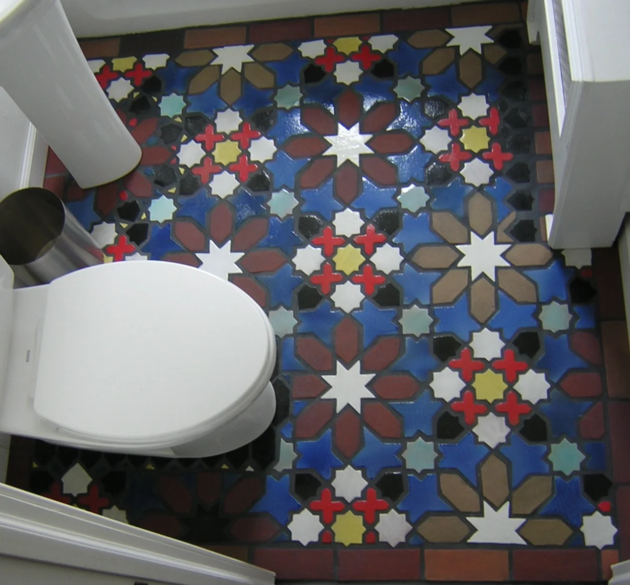 Moroccan-inspired terra cotta floor