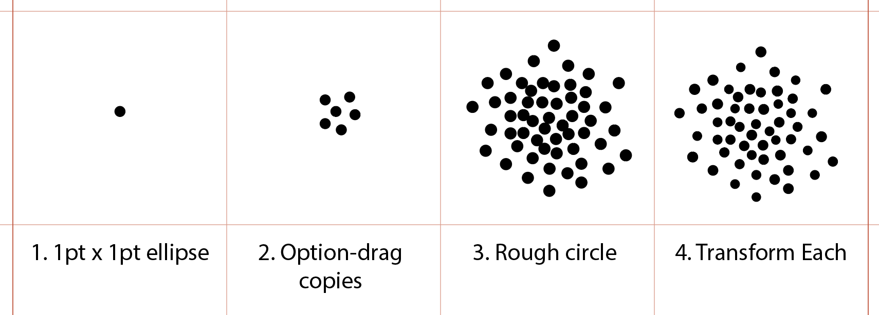 The process of creating the stipple brush. 1/4” Grid shows scale
