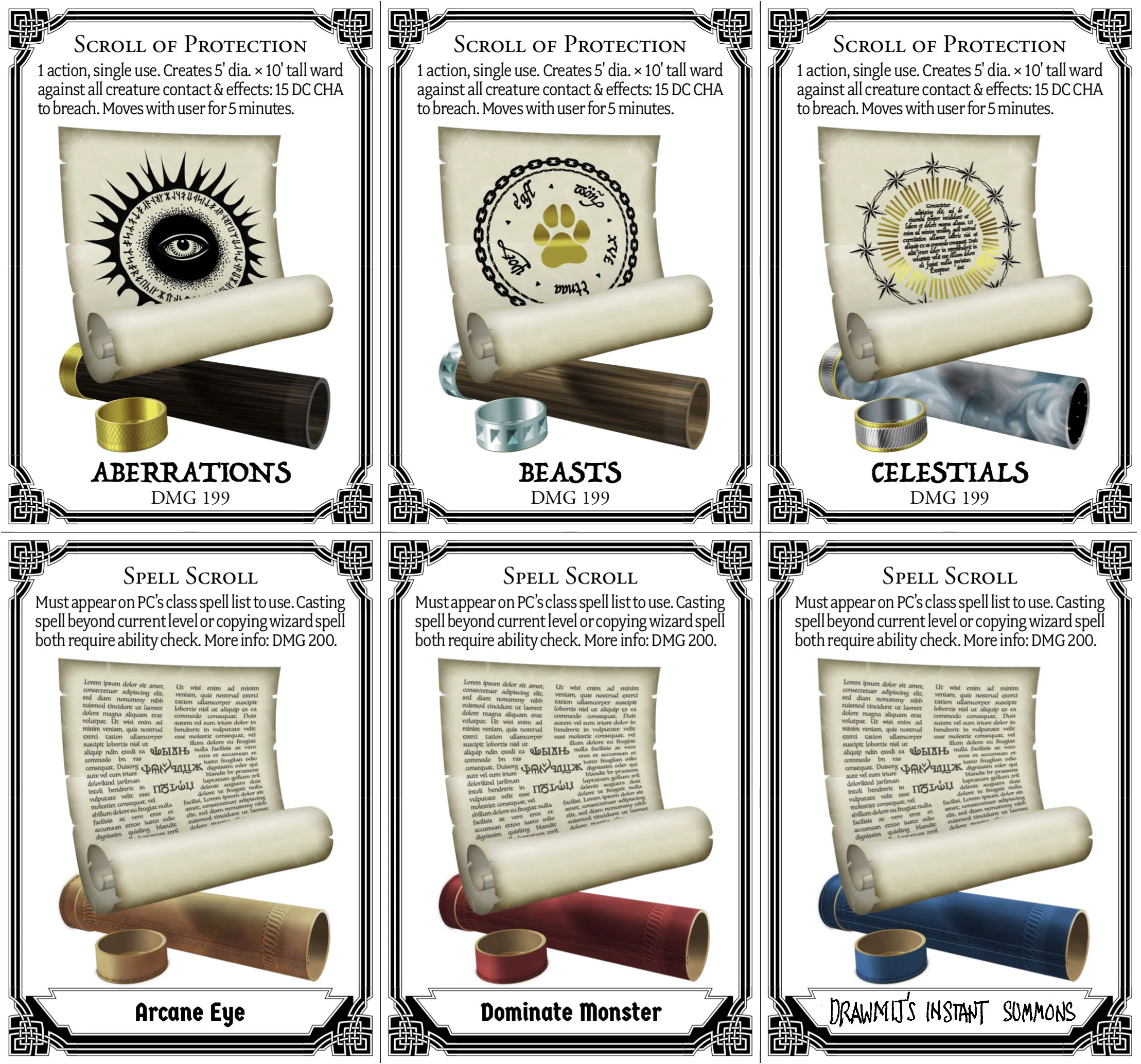 Scroll Cards for D&amp;D 5e