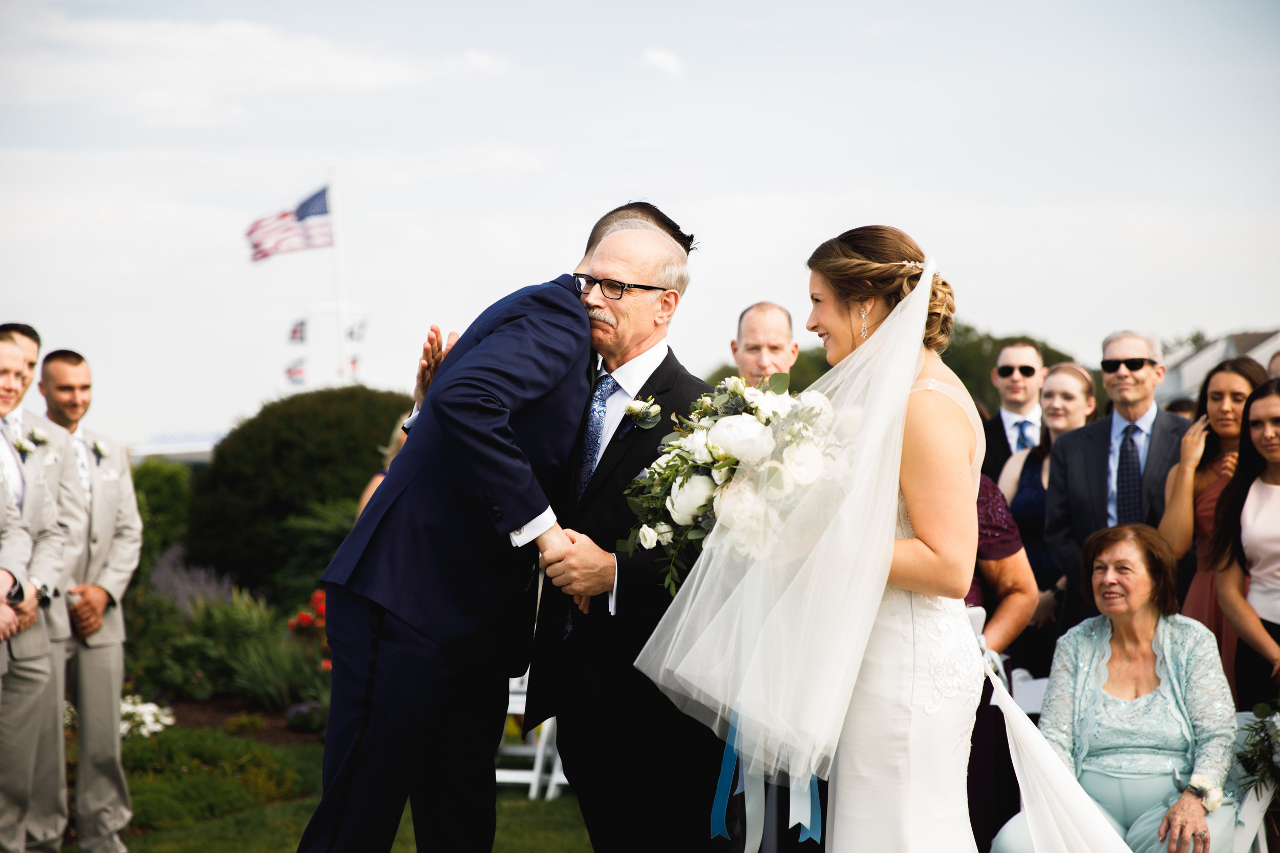 Amy + Scott opted to see each other for the first time coming down the aisle. It was a beautiful and emotional moment between the two of them, but also for Amy’s dad. (White Cliffs Country Club)