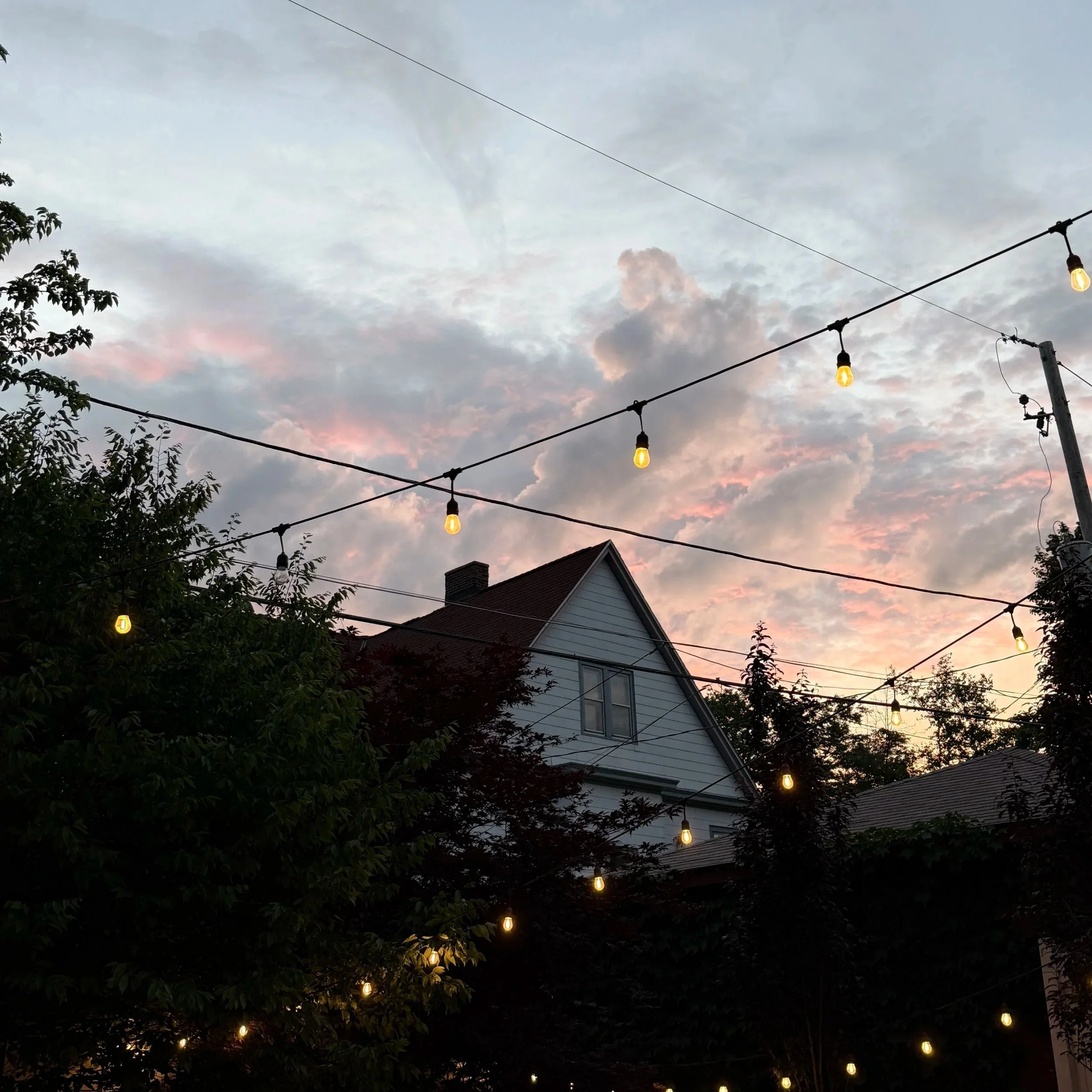 lit up clouds at sunset