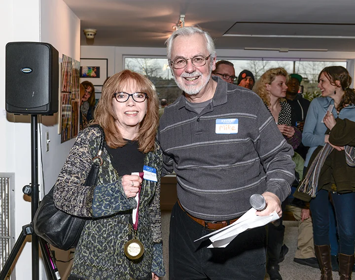 Looking a little stunned while being presented with the Best in Show Award for “The Treasure Chest” at the opening reception of Eyesights 2014, The Guild of Creative Art in Shrewsbury, NJ