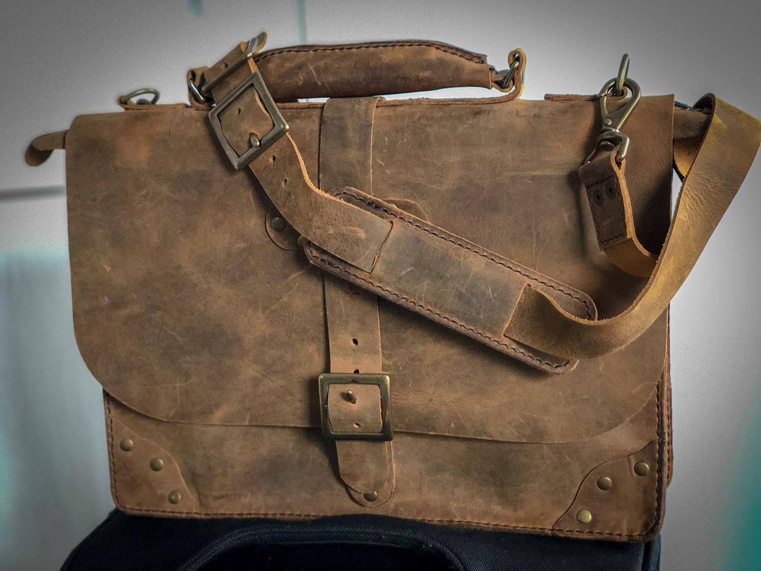 Handmade Leather Laptop Briefcase - Sigonella