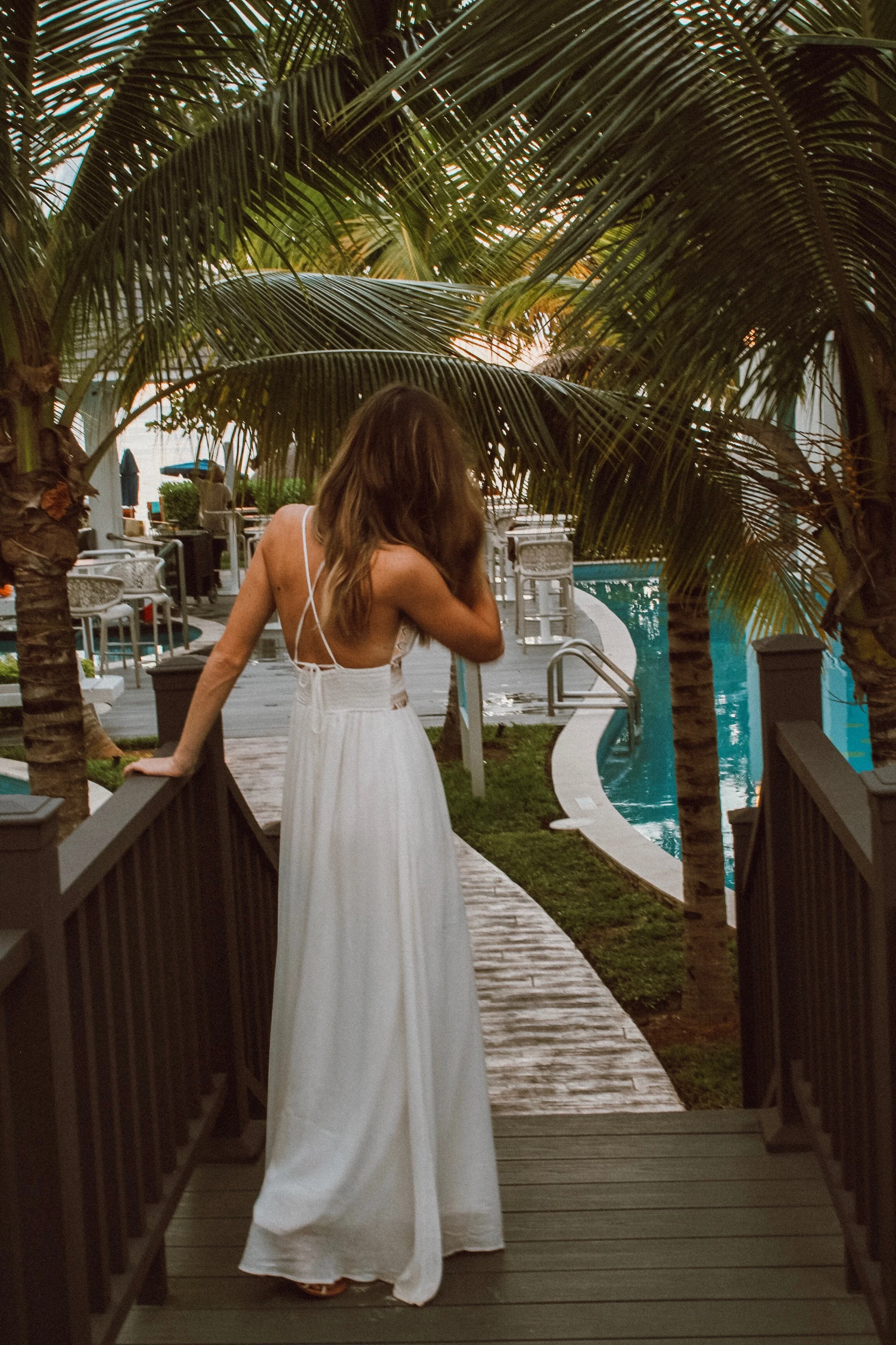 Rehearsal dress view from the back (worn here on our honeymoon in Jamaica as well)