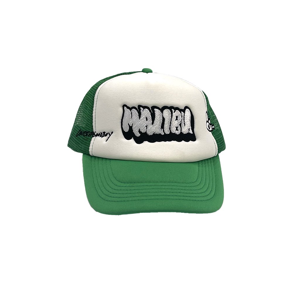 CANTSTOPGOODBOY® Malibu Graffiti Trucker Hat (Two-Tone Green ...