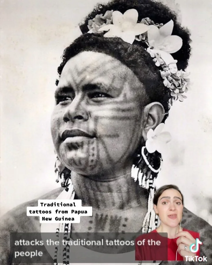 Part 2! Anti-tattoo requirements stem from an anti-Indigenous, colonial, white supremacy legacy. 
.
.
.
#tattoo #colonialism #tattoos #indigenous #papua #papuanewguinea #traditionaltattoo #nativeamerican #history #revisionist #tiktok #americanhistory