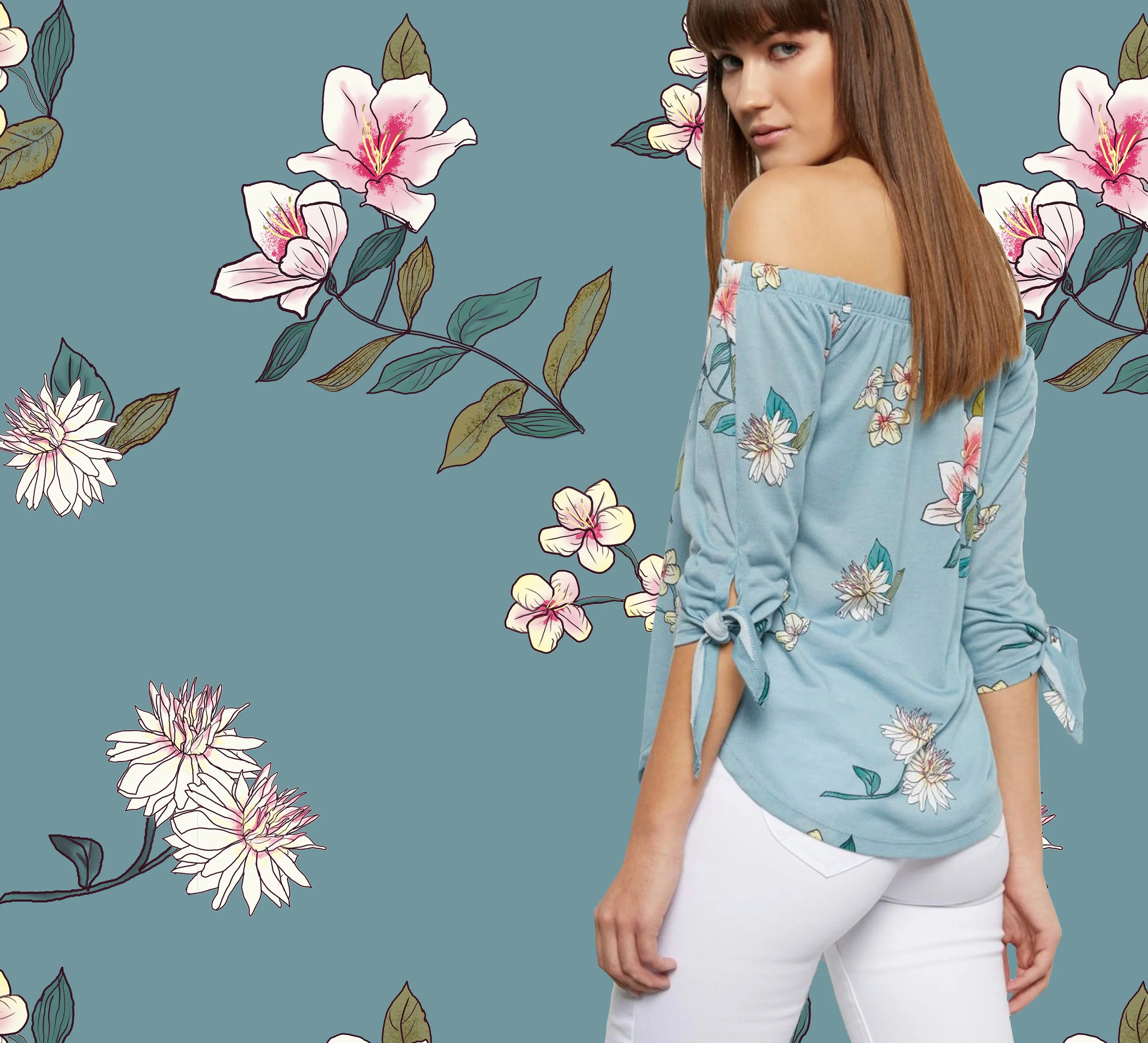 Tropical Floral ~ Blue Sea-foam | Macy’s