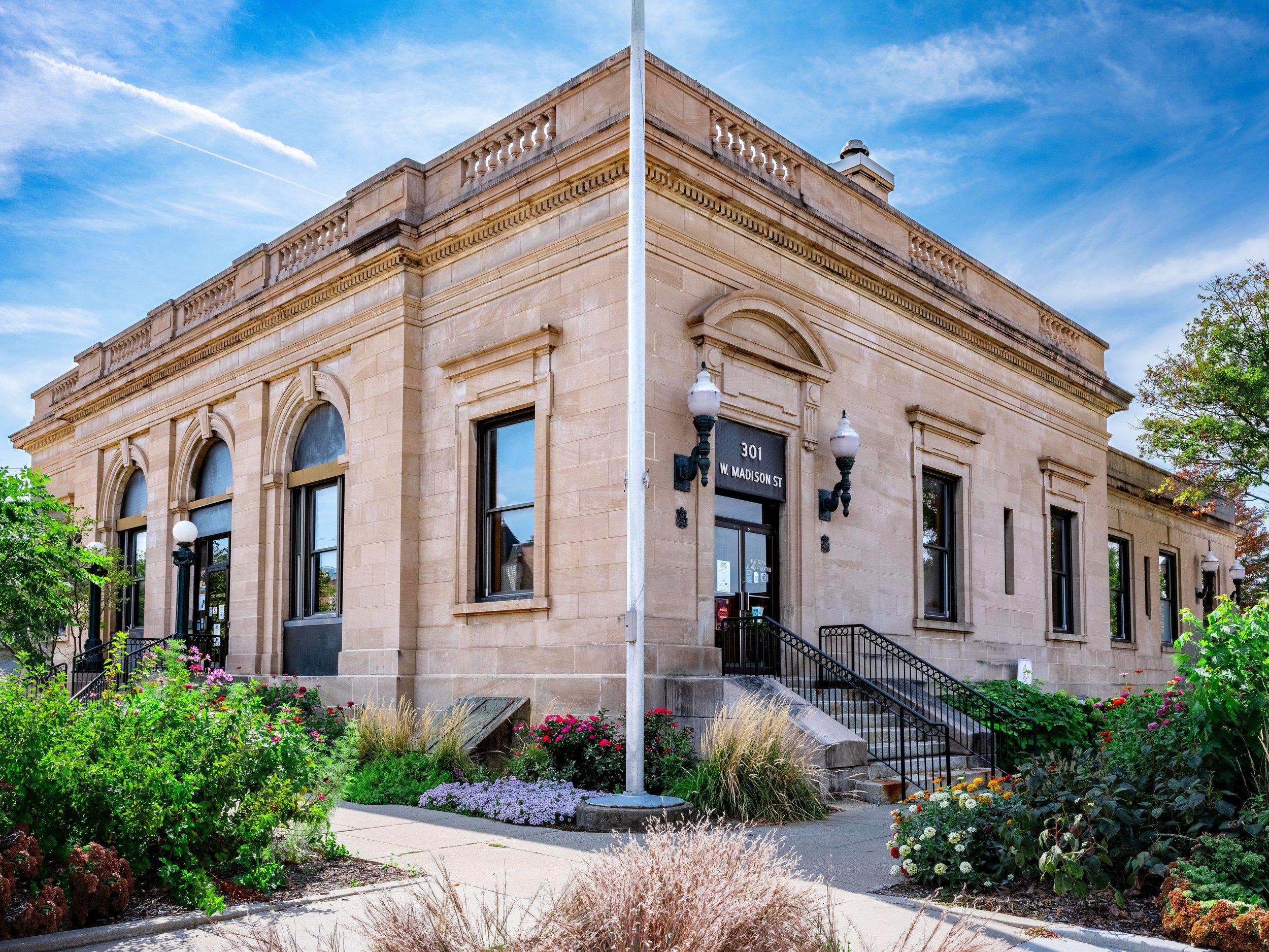 Destination marketing photography showcasing historic architecture in Ottawa Illinois for tourism promotion and city branding.