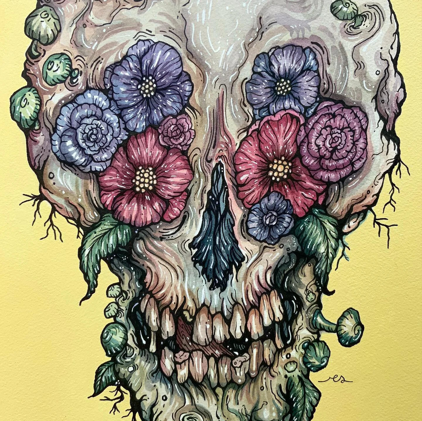 A one of a kind mixed media original up for views and sale at @plantloveicecream 🌱 DM me for more info! 
.
.
Watercolor &amp; pen on arches / 12x18 #rebirth #watercolors #bekind #plantlove #sarasota #flowers #ink