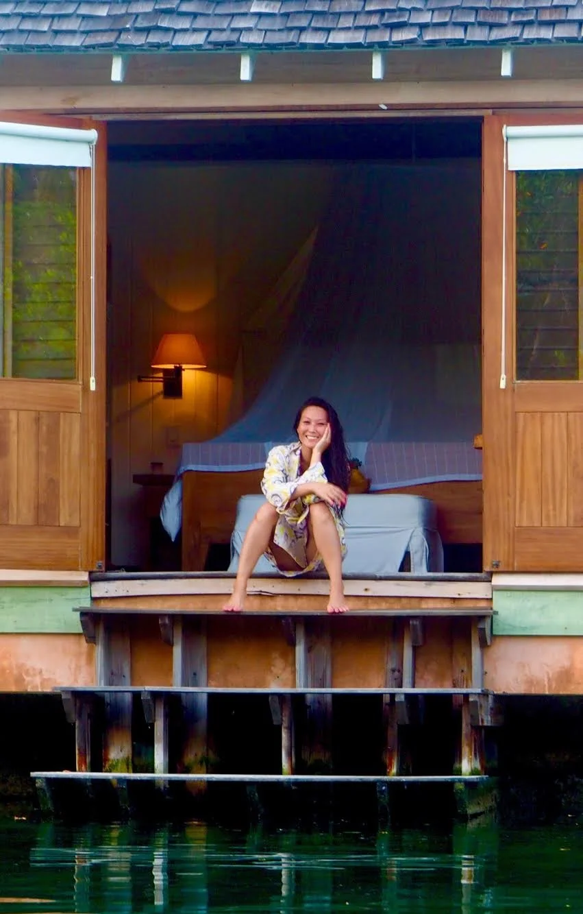 Feeling Irie in my little lagoon cottage at Goldeneye in Oracabessa Jamaica.