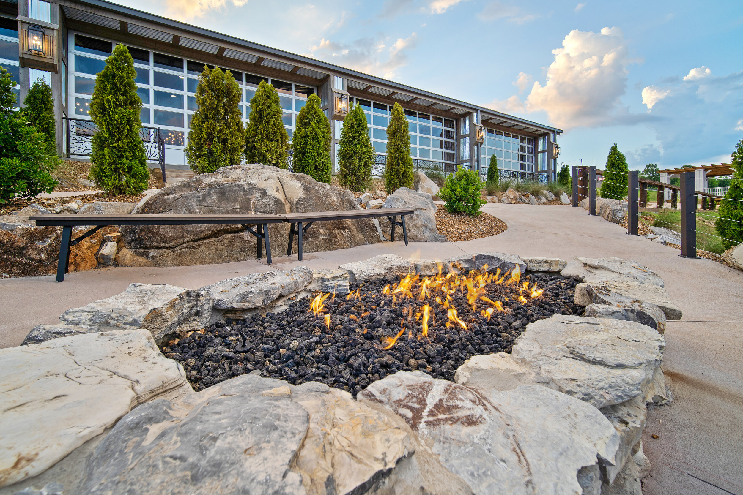 fire pit at wedding venue