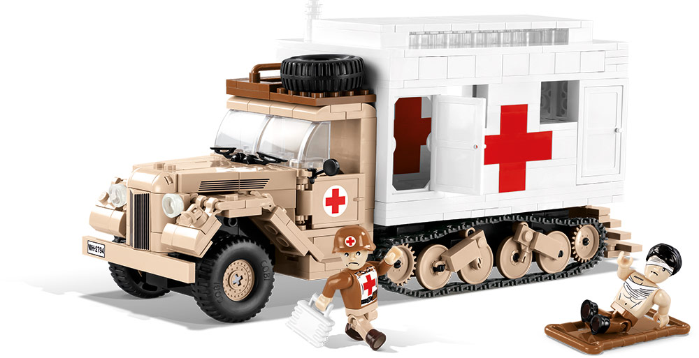 WW2 Military Ambulance Army Truck Medic Soldiers Medical War Vehicle fit lego 