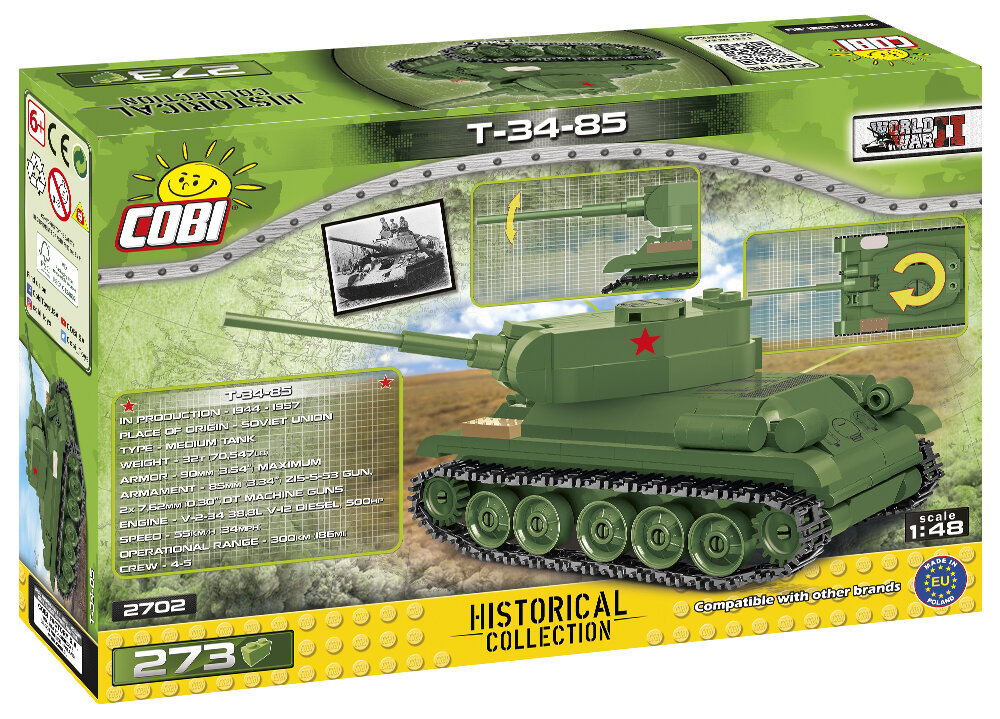 WWII USSR 505 Pcs. US SELLER COBI T34/85 Russian Tank SET# 2476 BLOCKS NEW 