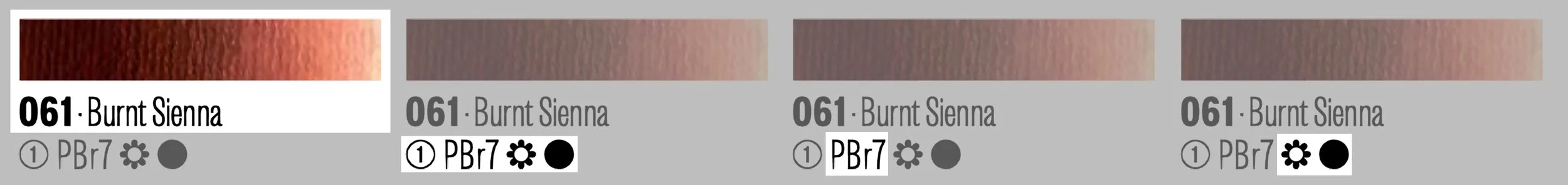 Jackson’s Old Holland Burnt Sienna oil paint key broken down by components