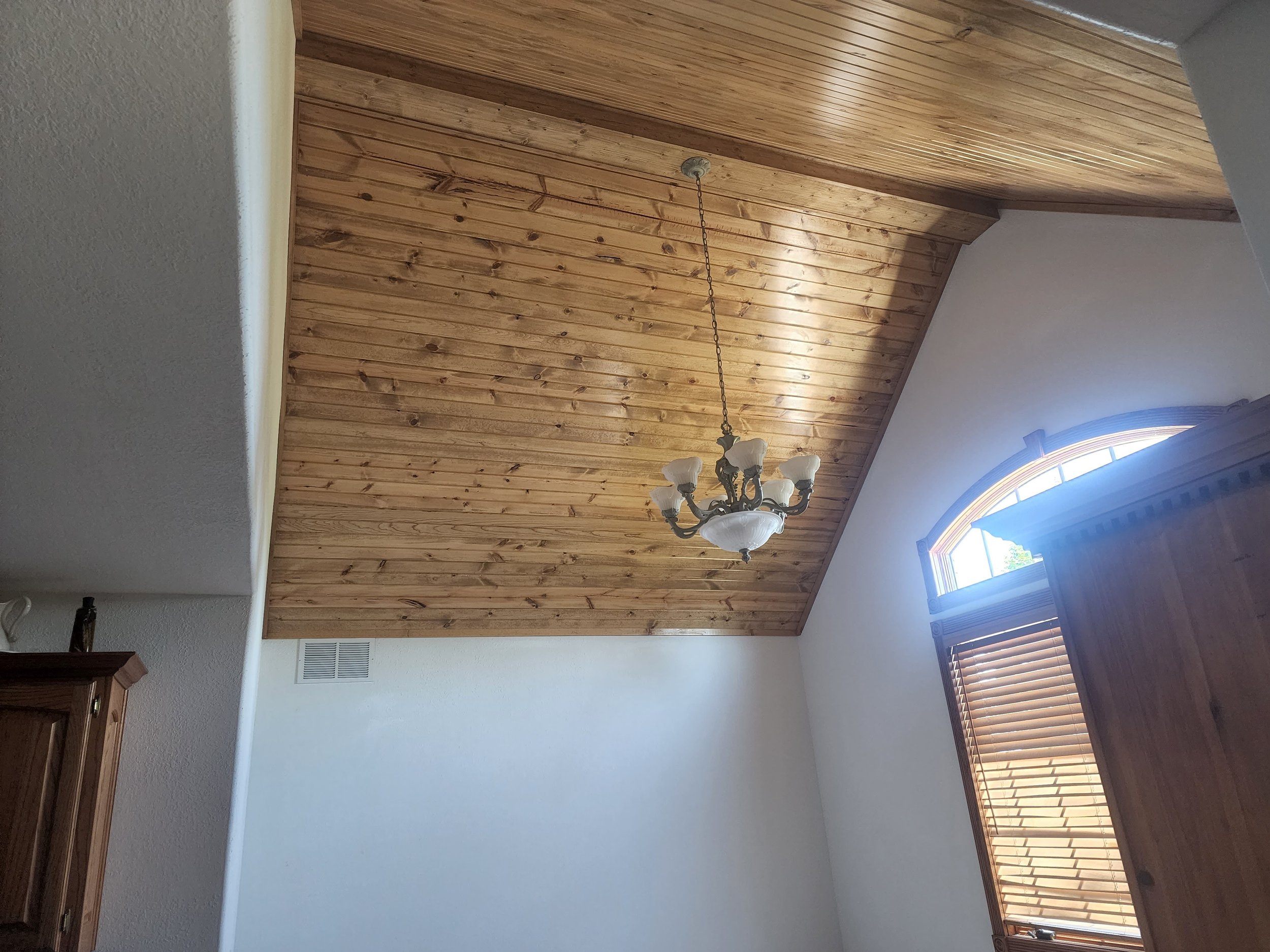  cedar planks added to vaulted ceiling 