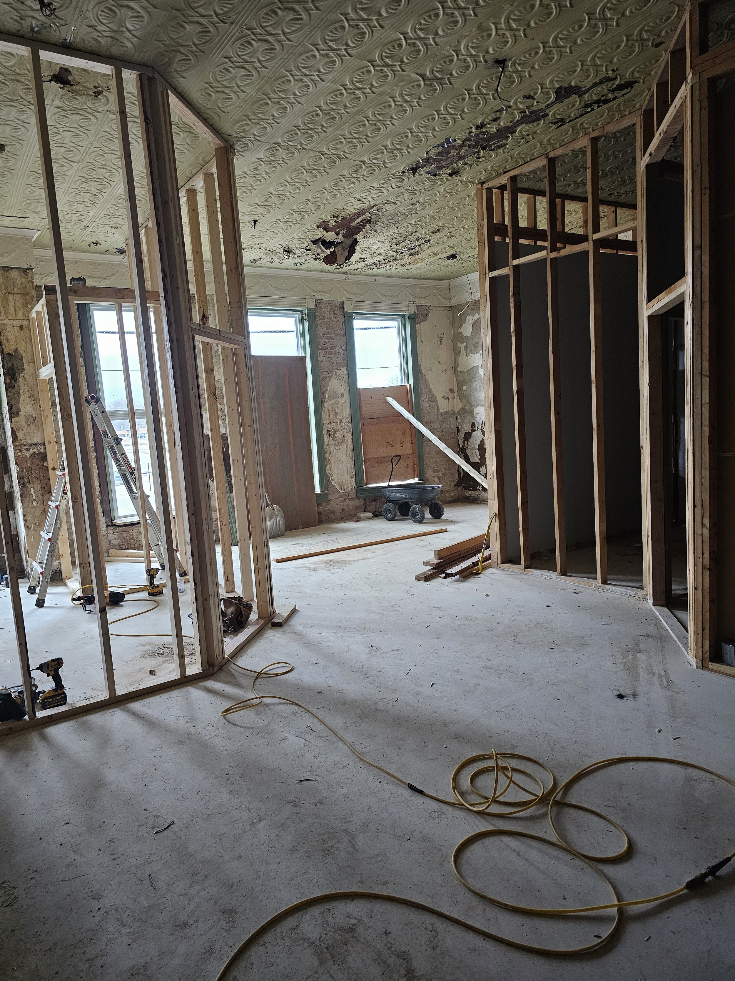  interior progress of downtown loft space 