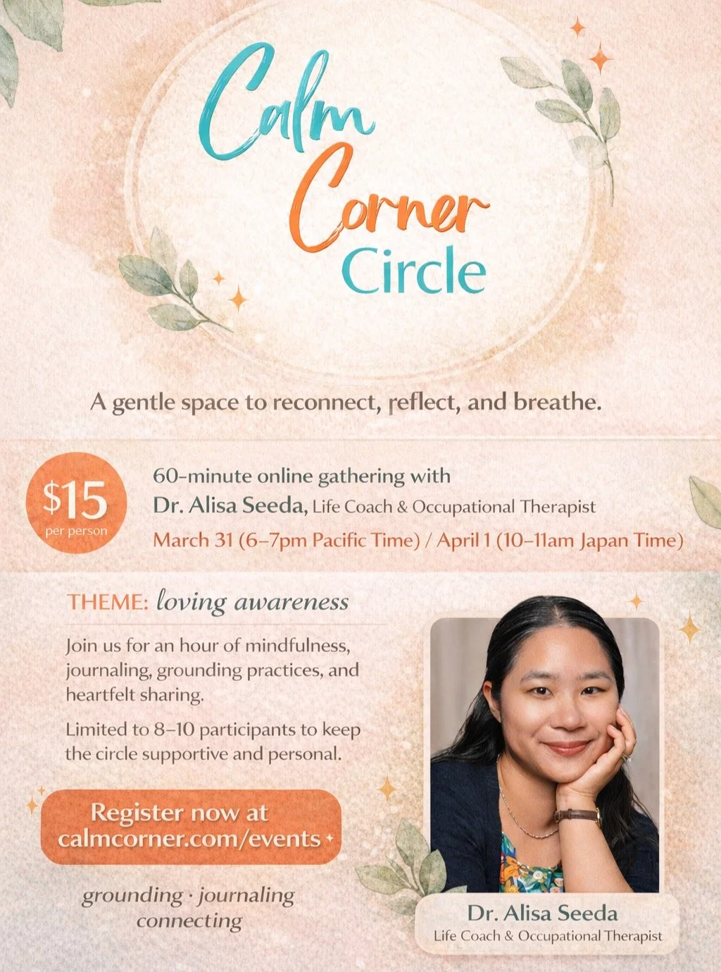 Looking for support, but not really finding it?

𝗝𝗼𝗶𝗻 𝗼𝘂𝗿 𝗻𝗲𝘅𝘁 𝗼𝗻𝗹𝗶𝗻𝗲 "𝗖𝗮𝗹𝗺 𝗖𝗼𝗿𝗻𝗲𝗿 𝗖𝗶𝗿𝗰𝗹𝗲" 𝗹𝗶𝘃𝗲 𝗳𝗿𝗼𝗺 𝗢𝗸𝗶𝗻𝗮𝘄𝗮, 𝗝𝗮𝗽𝗮𝗻 𝗼𝗻 𝗠𝗮𝗿𝗰𝗵 𝟯𝟭/𝗔𝗽𝗿𝗶𝗹 𝟭 𝘁𝗼 𝗳𝗲𝗲𝗹 𝗺𝗼𝗿𝗲 𝗰𝗮𝗹𝗺 𝗮𝗻