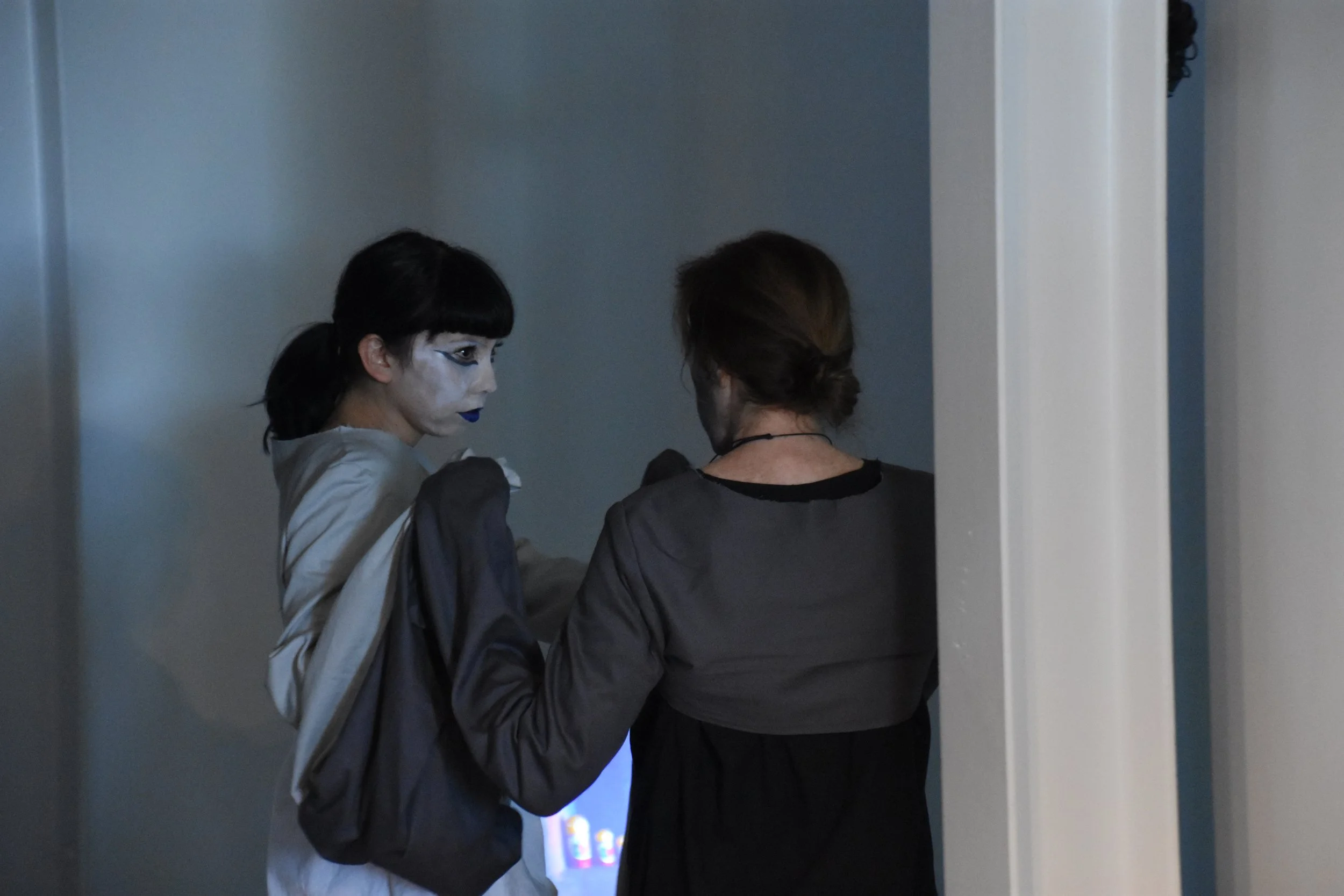 Laine Hogarty. 'In the Shadow, I see Myself' - DEFENCE MECHANISMS (Projection), gallery  performance (Creative Occupation, 2019). Photo: Michael Morgan