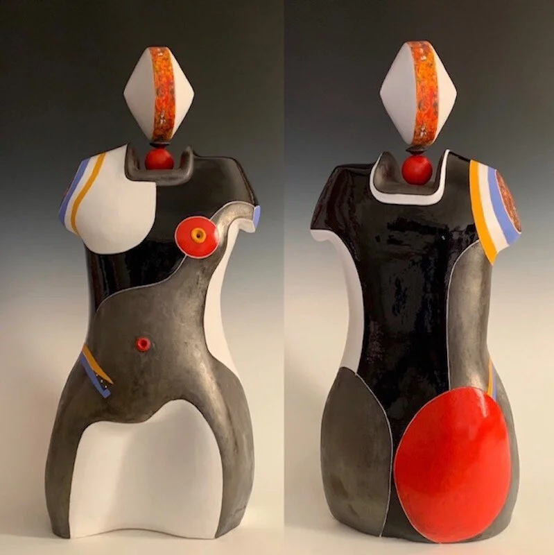SHAPE SHIFTING - Ceramic - glaze + mixed media - 31" x 13" 11"