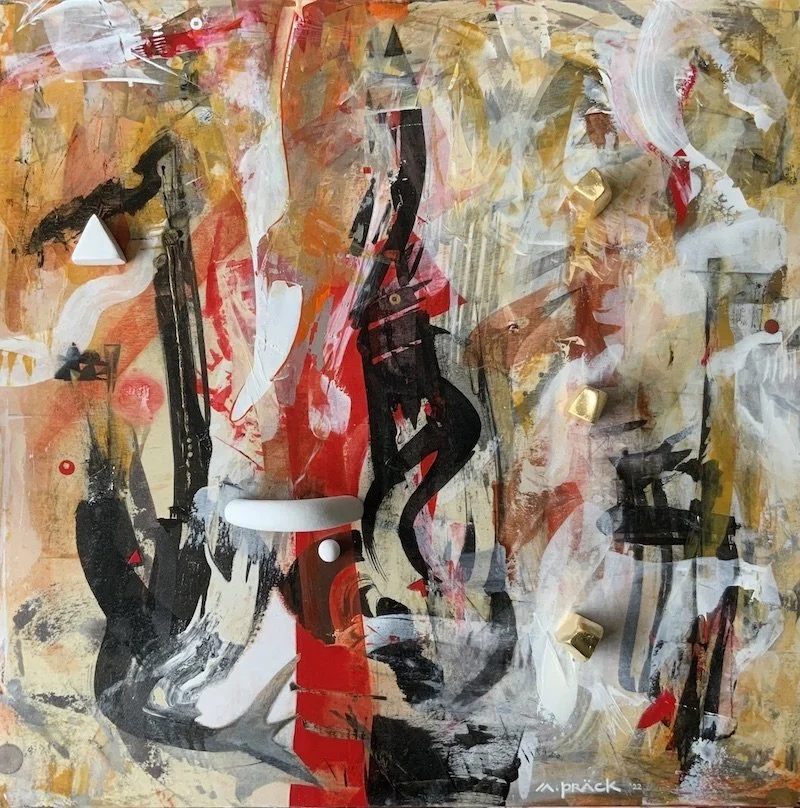  Believing in Magic - ceramic - acrylic - gold leaf on wood panel 24”x24”x1.5” 