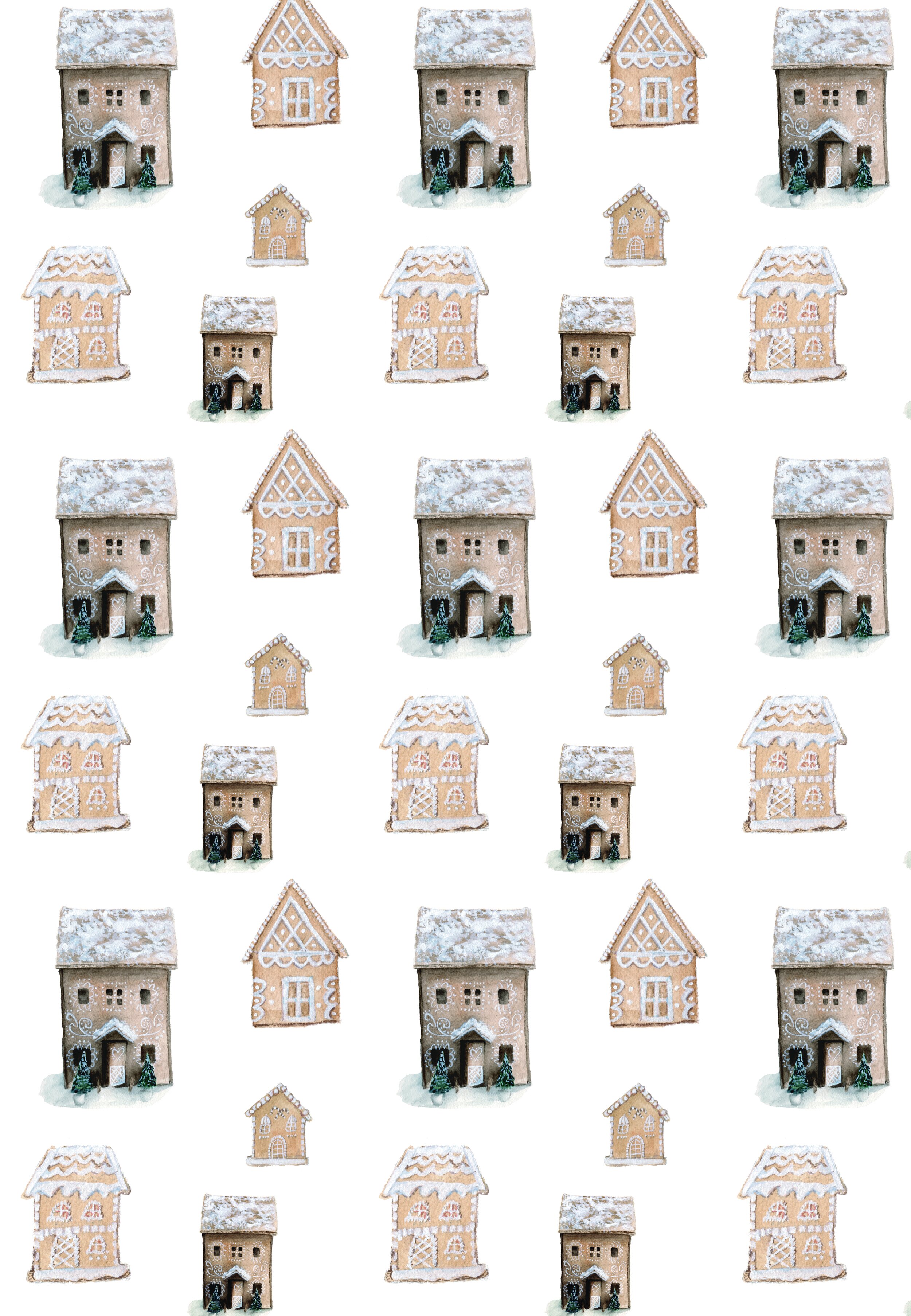 Willing Hands Paper Co — Watercolor Gingerbread Wrapping Paper Sheets Set  of 8