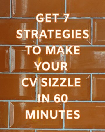 Get 7 key strategies to make your CV SIZZLE in 60 minutes! 

..without AI overload or getting tongue-tied, typing style. 

❌ Stop getting overlooked by recruiters who've gone cross-eyed from repetitive AI formats. 

✅ Stand out like you do in real li