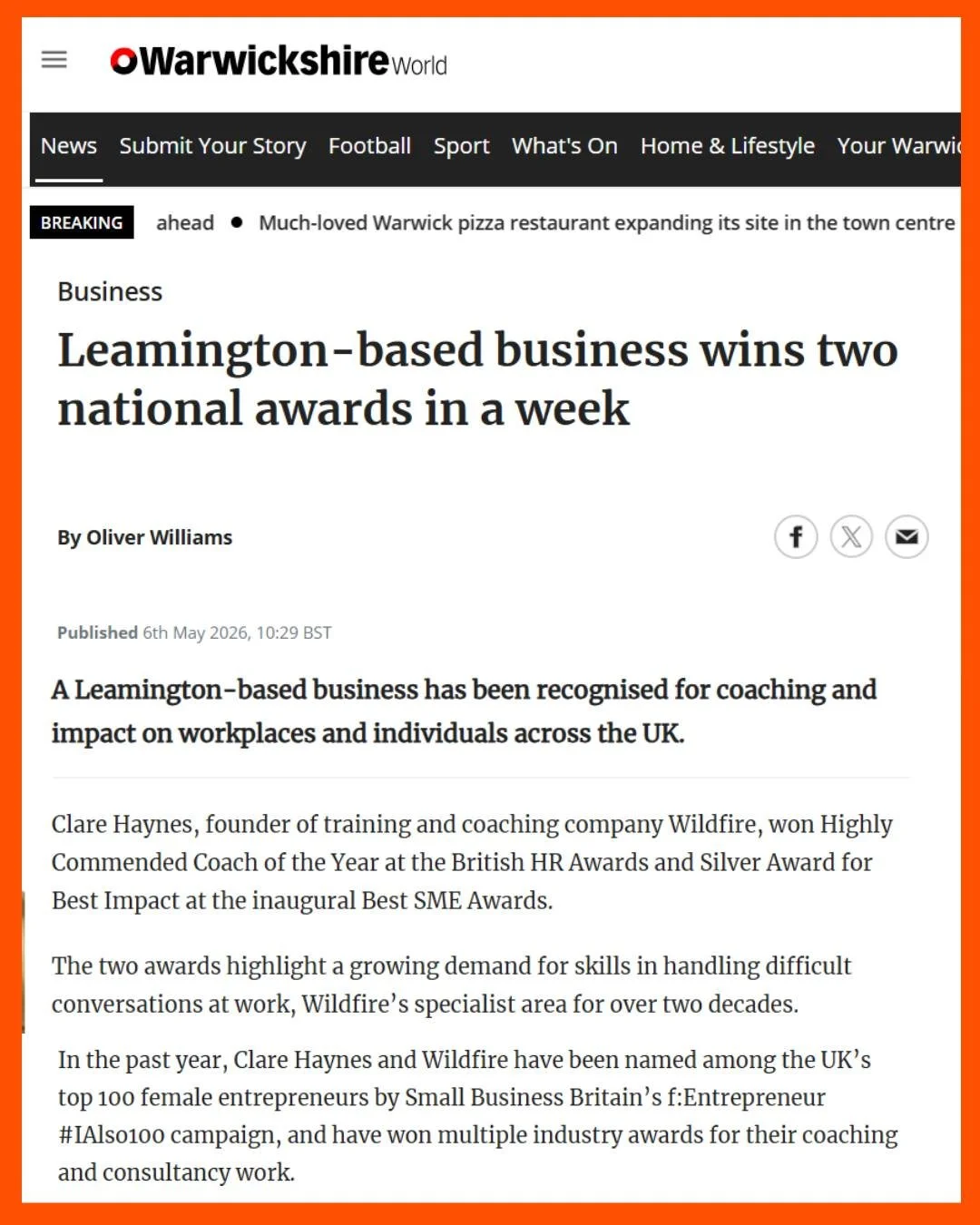 In the local paper.

Thanks to the Leamington Courier, and @iamhollynixon for the tip off when I hadn't seen it.

If one of their friends mentions it to my folks.. not surprisingly, neither really understand what I do for a living, nor what the fuss 