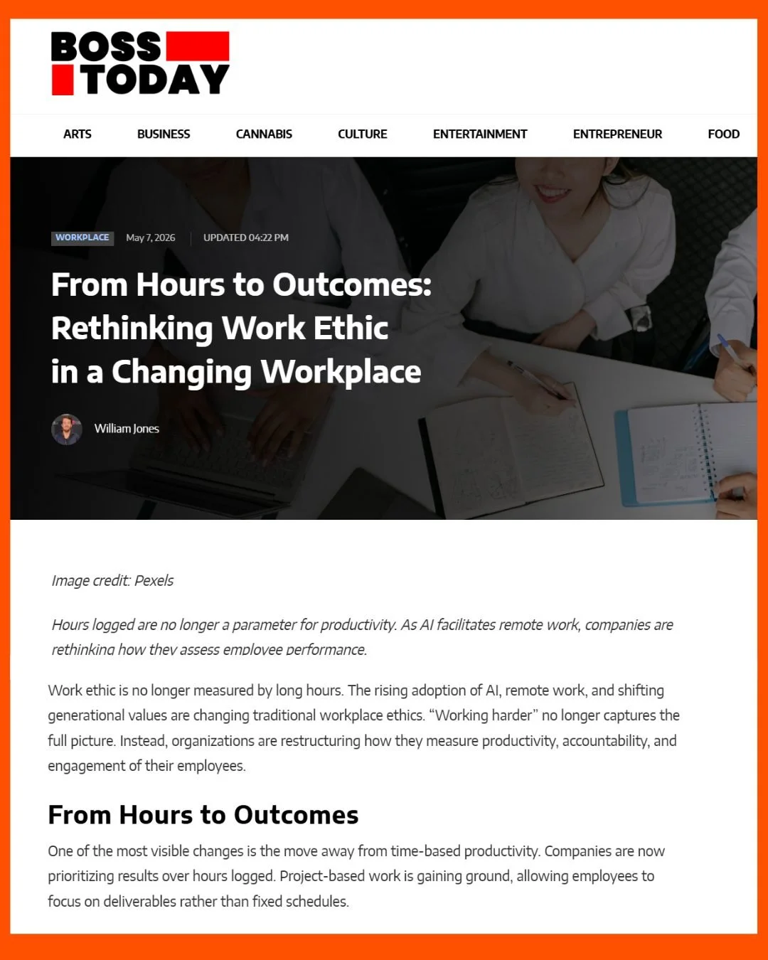 I was asked how "work ethic" is changing. Huge conversation for leaders and teams. 

Interviewed by Boss Today, in terms of leadership, trust and integrity, I'm quoted as saying "&ldquo;If it&rsquo;s not modeled by the leader&hellip; p