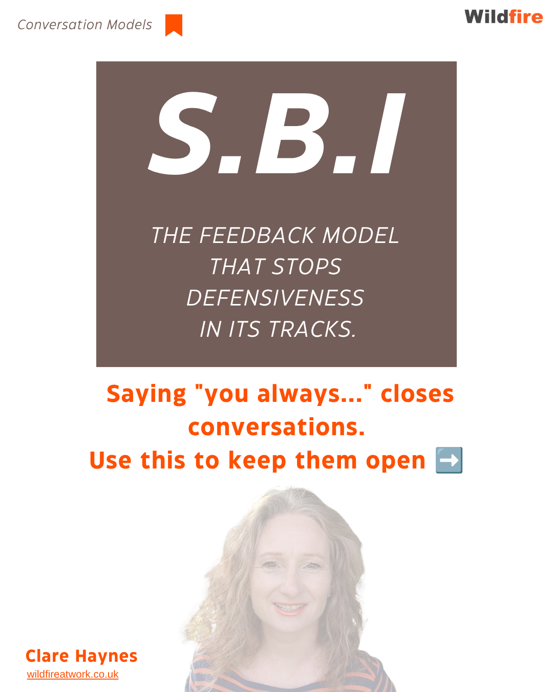 SBI feedback model — Situation Behaviour Impact — Wildfire Clare Haynes