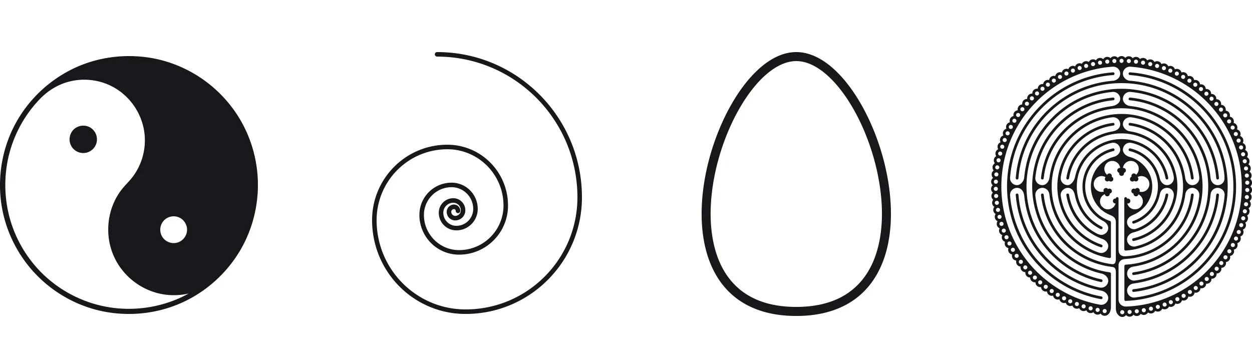 Yin and Yang, Spiral, Egg, Labyrinth