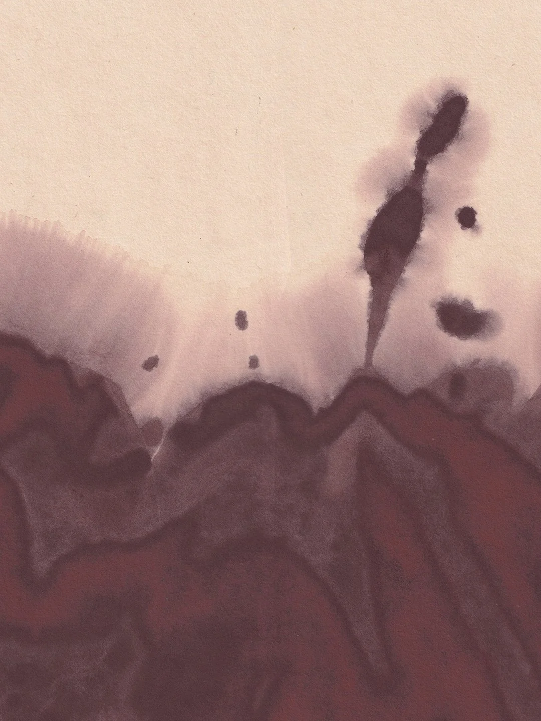 A piece from last year, celebrating the beauty of a single pigment: Iron Glimmer from Hematite &mdash; This natural pigment, used since ancient times, shows deep red-violet tones with subtle black shades that blend and run beautifully.
&mdash;
Contem