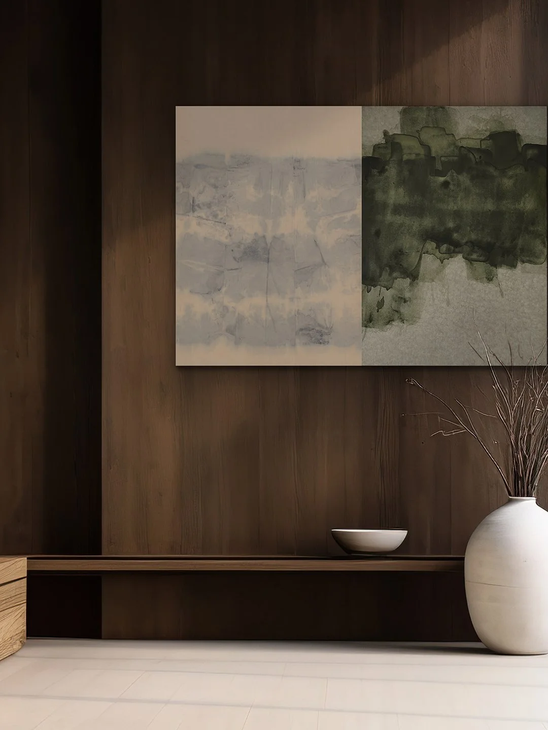 I love the physical presence that these delicate paper works gain once mounted on wooden panels. It not only adds extra depth but also allows for a more direct encounter with the nuances of the pigments, as they are not hidden behind glass. Since I u