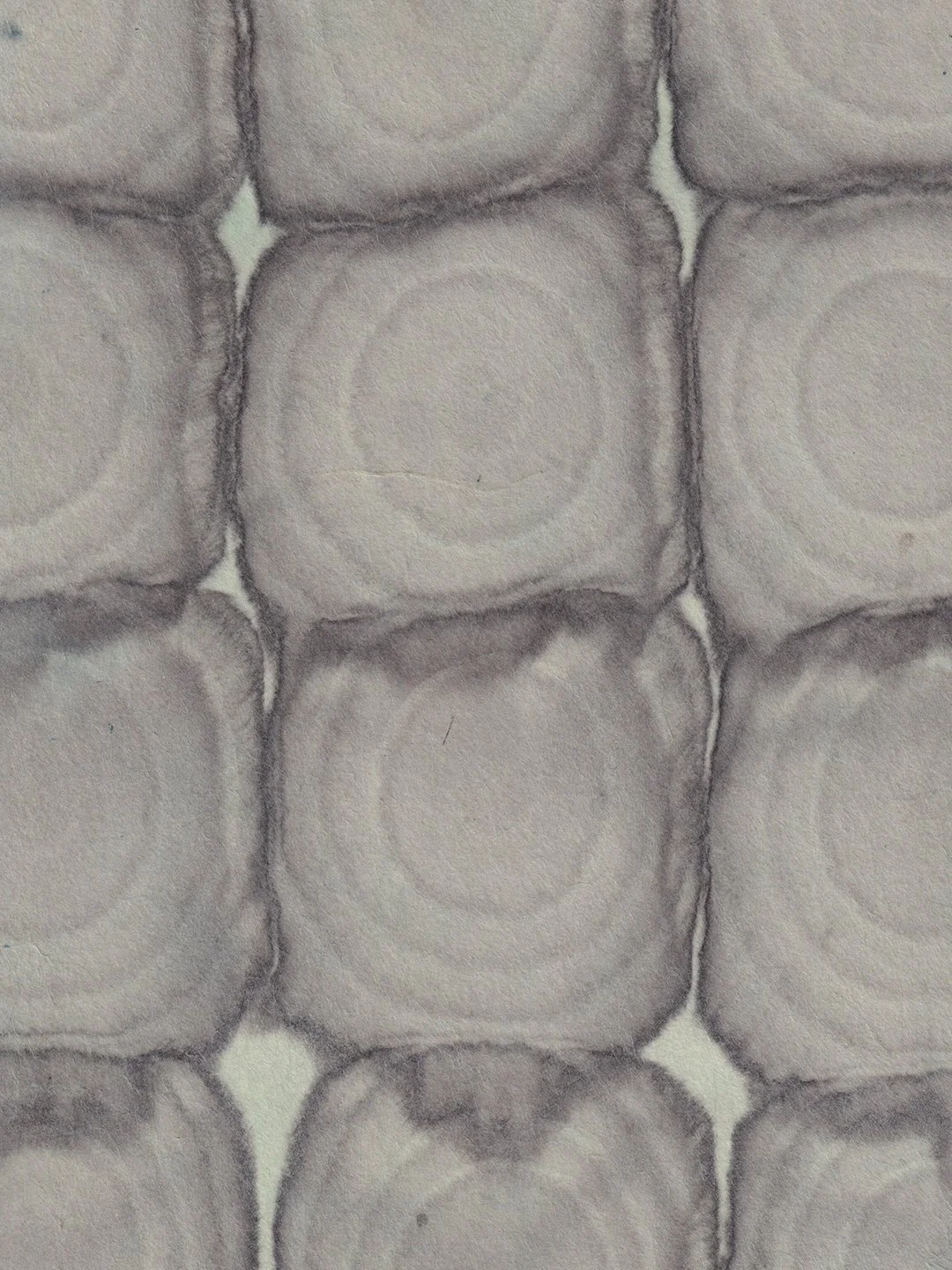 Created with a pipette, this Breath Meditation piece beautifully shows the physical behavior of ink on unsized Washi. Each drop of diluted Sumi ink first expands in perfect circles. But once it meets the next drop, the liquid escapes sideways into th