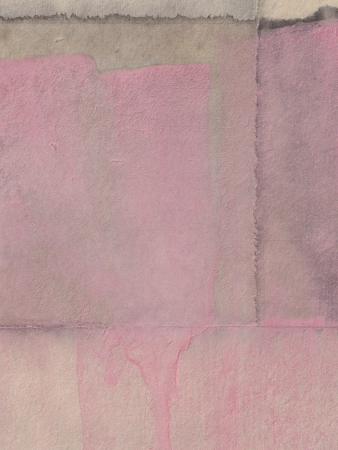 Here&rsquo;s a pink memory piece: Rose-Colored | Fragmentation N&deg;83 &mdash; pink thulite pigments on reclaimed Washi papers, mounted on Fabriano Artistico.
&mdash;