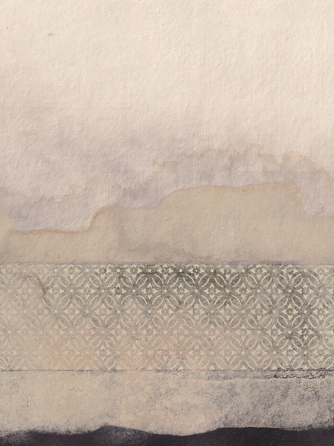 Under A Quiet Sky | Fragmentation N&deg;80 &mdash; Sumi ink, Nikawa and mineral pigments (Epidote) on reclaimed Washi and Chiyogami papers, mounted on Fabriano Artistico &mdash; 20 &times; 30 cm / 40 &times; 50 cm incl. mat
&mdash;

&mdash;
#wabisabi