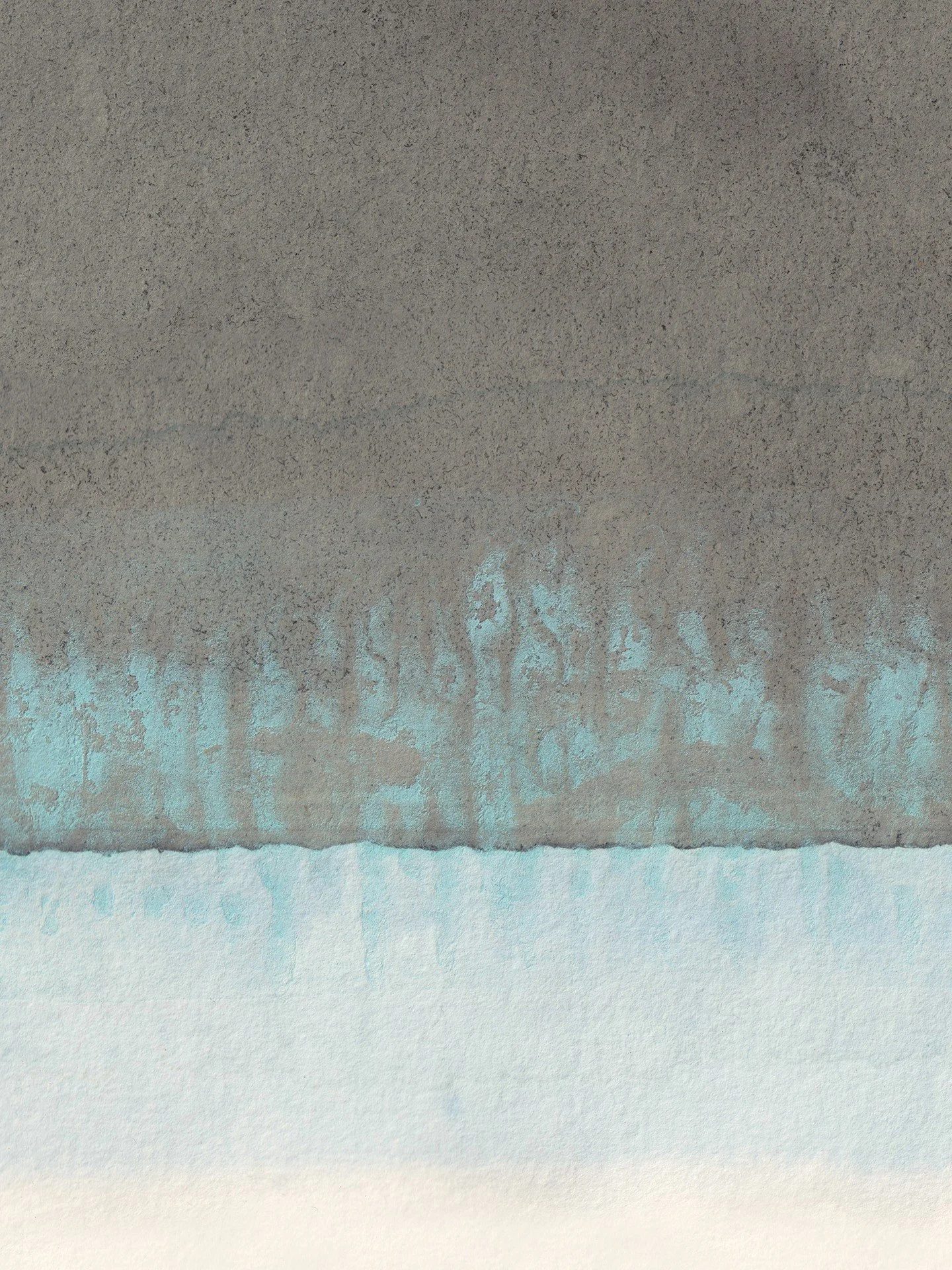 Winter Lake | Fragmentation N&deg;72 &mdash; Last but not least of my recently created memory pieces.
&mdash;
Sumi ink, Nikawa, and mineral pigments (Amazonite, Indigo, and Gofun) on reclaimed Washi papers, mounted on Fabriano Artistico.
&mdash;
20 &