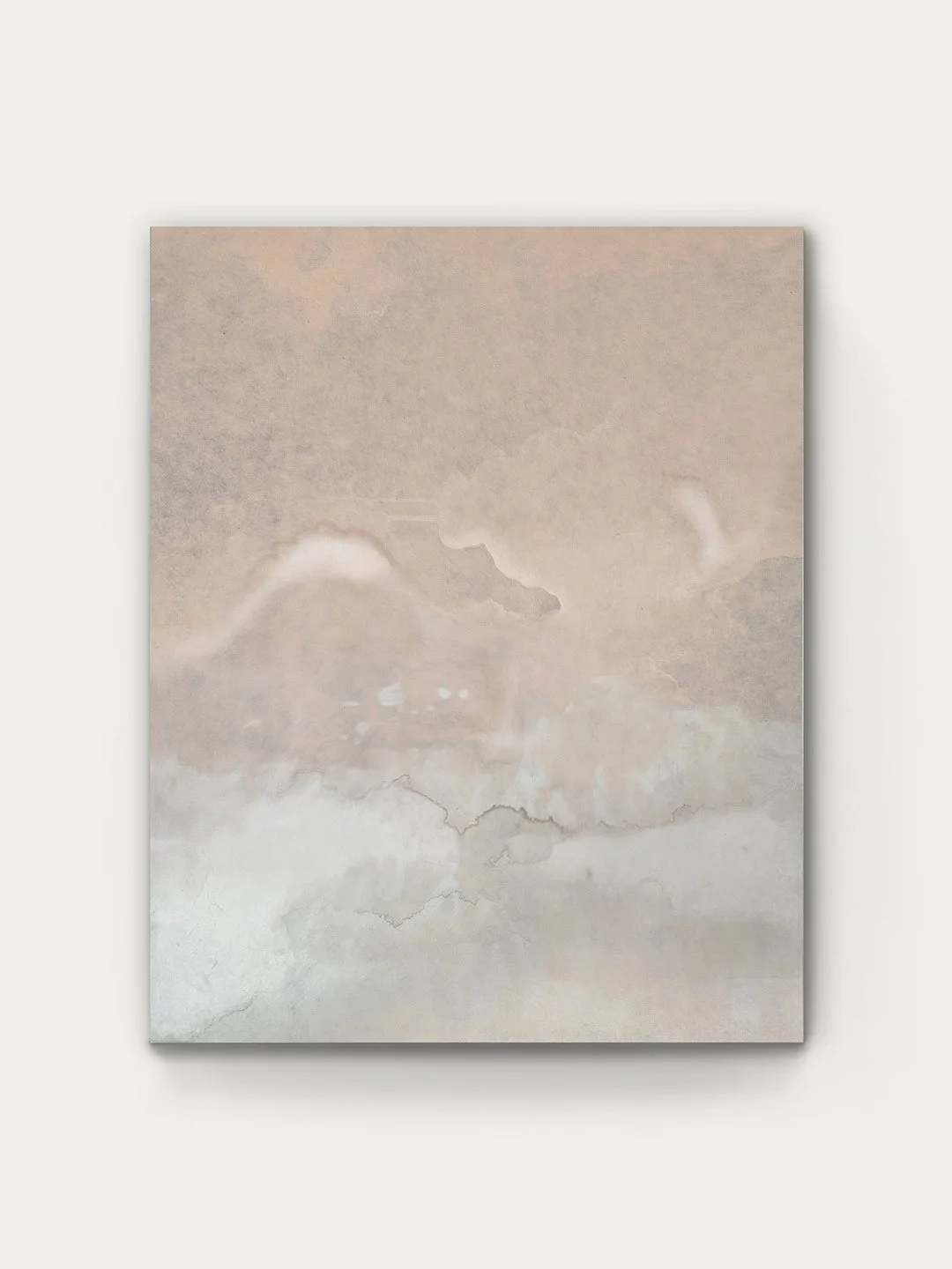 Ancient Clouds &mdash; This is the second of three new Contemplation pieces &mdash; Gofun, Nikawa and mineral pigments (Amazonite and Turquoise) on Awagami Kitakata Washi paper, mounted in layers with black Washi on wood panel &mdash; 40 x 50 &times;