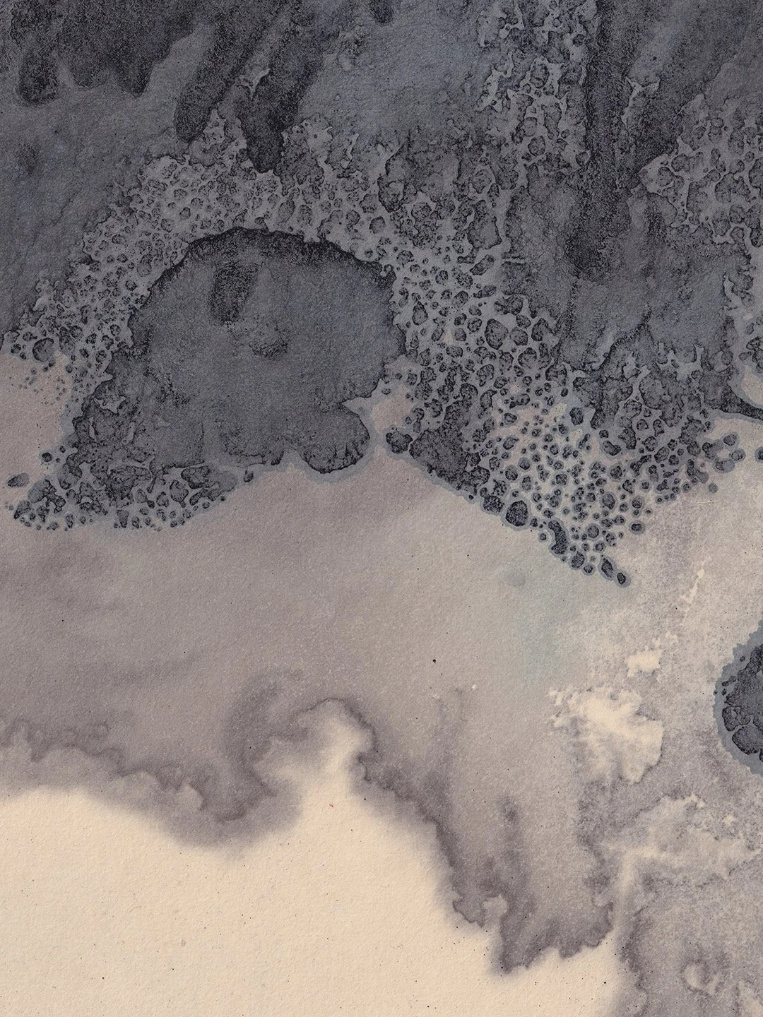 This is one of my favorite Contemplation paintings &mdash; mainly because of the subtle yet rich details that emerged from the interplay of Sumi ink and Indigo pigments.
&mdash;
On Awagami Kitakata, mounted on Shoji paper &mdash; 50 &times; 70 cm
&md