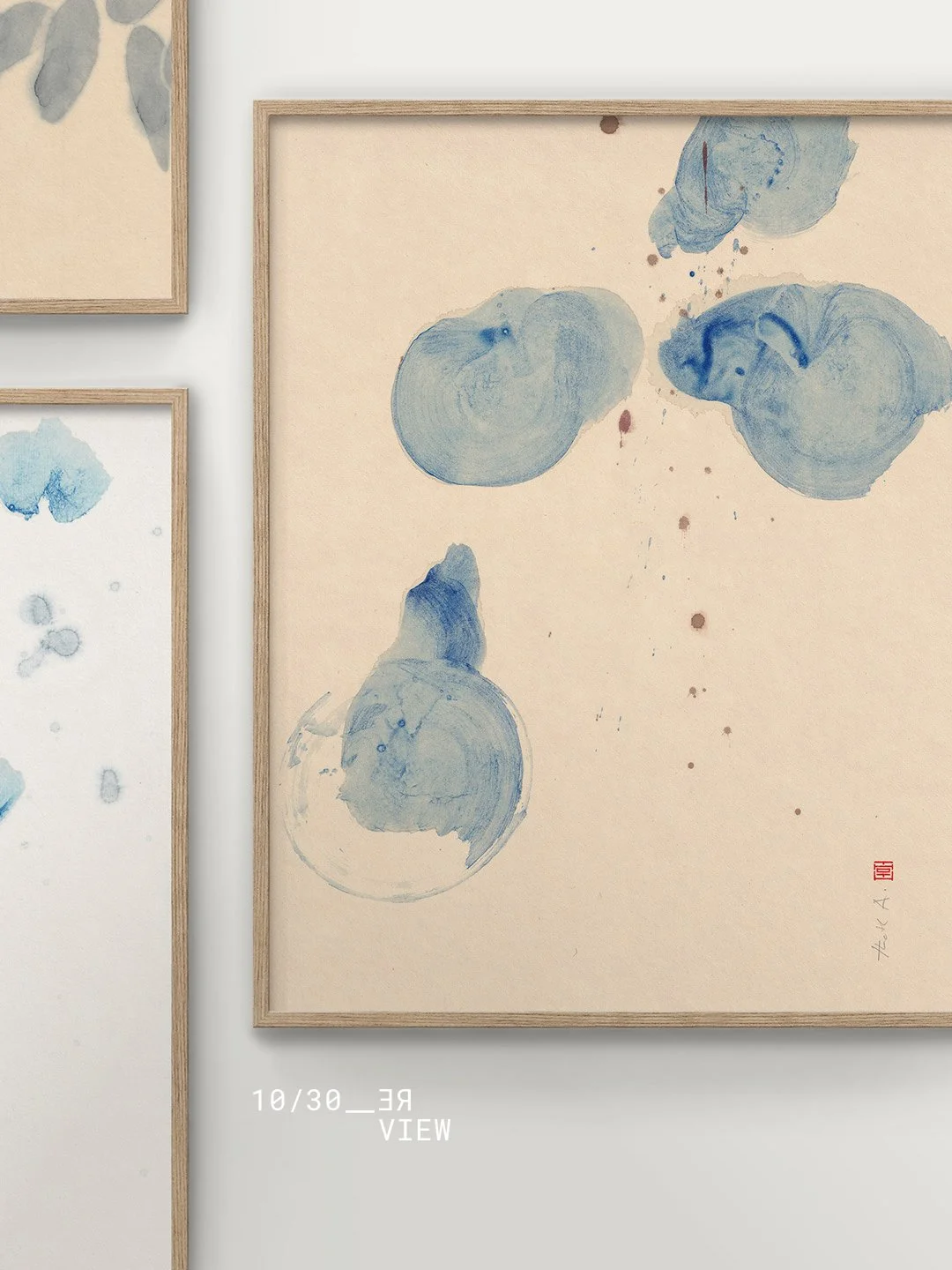 10/30_Haiku N&deg;30
&mdash;
An airy visual poem &mdash; elusive, spontaneous. Four gestural brushstrokes in Azurite.
&mdash;
I initially called this series Haiku, inspired by the form's concept of brevity and essence. Later, I broadened it beyond th