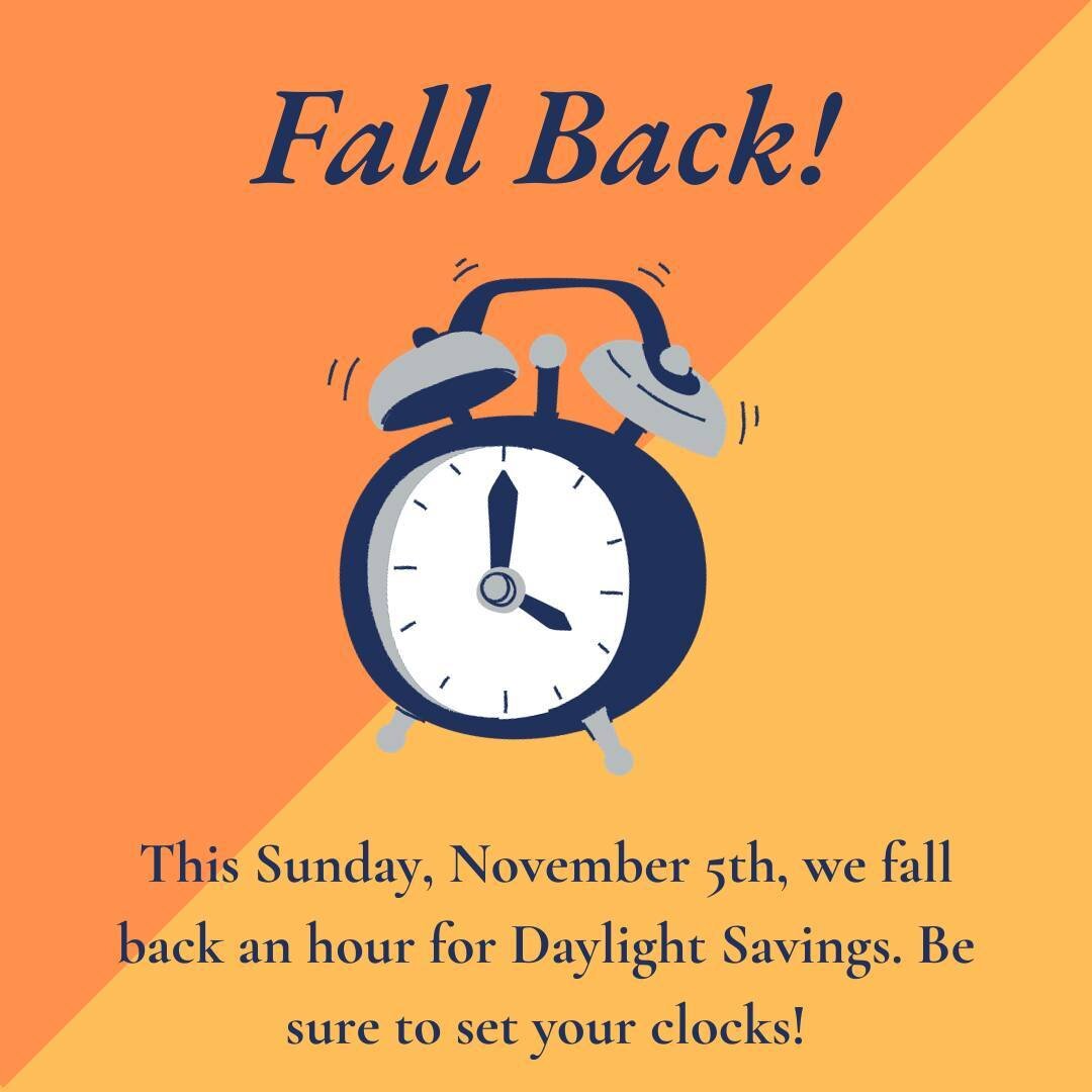Don't forget to reset your clocks for Daylight Savings this weekend