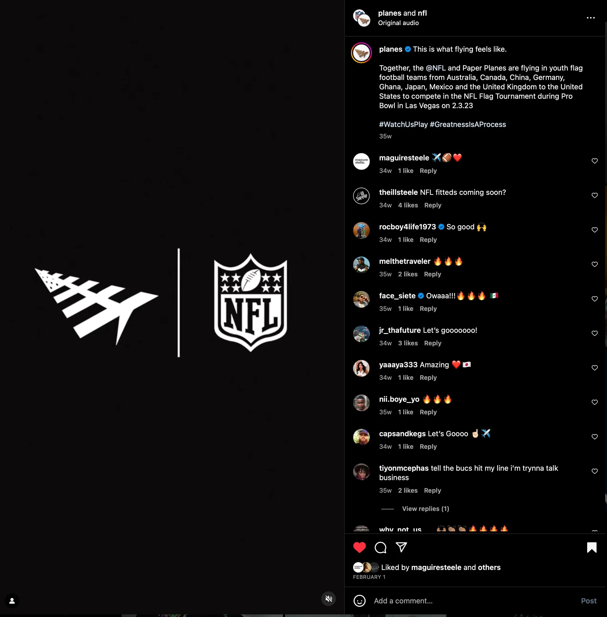 SOCIAL POST: NFL X PAPER PLANES 