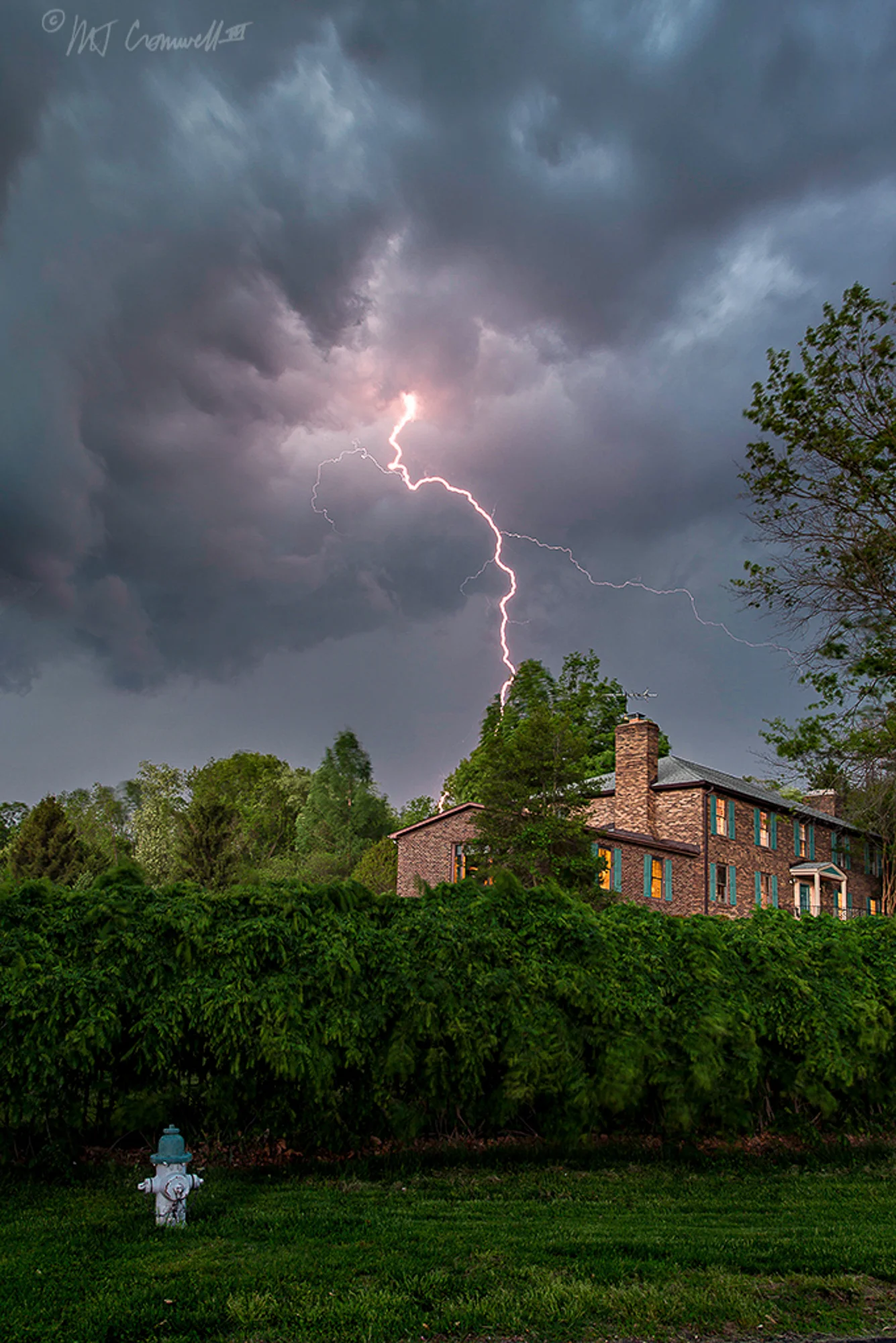 Lightning just missing home in Potomac, Maryland