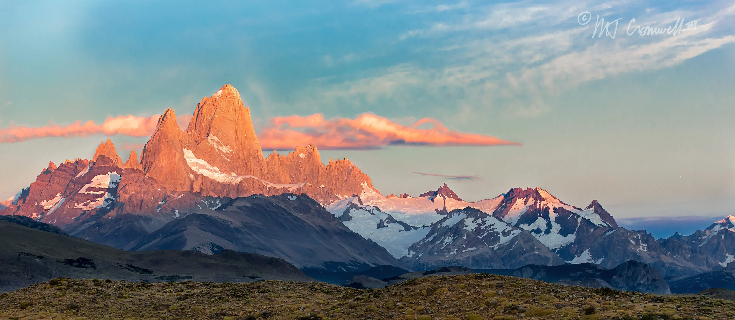 Early sun hitting Mt Fitz Roy in Patagonia