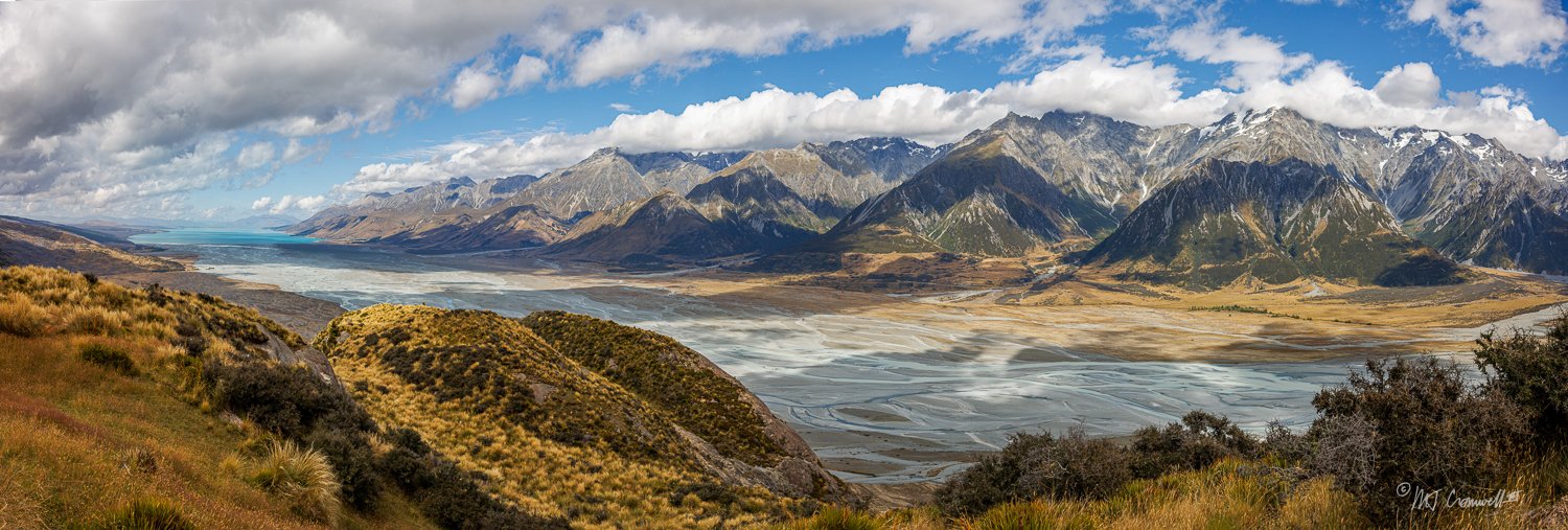 Tasman River Valley in Mt Cook National Park, South Island New Zealand