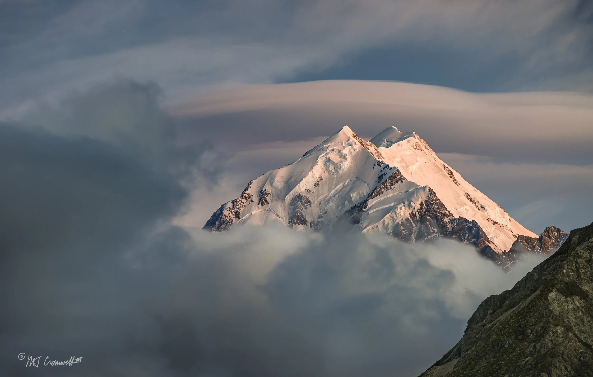 Mt Cook in Southern Alps, South Island New Zealand