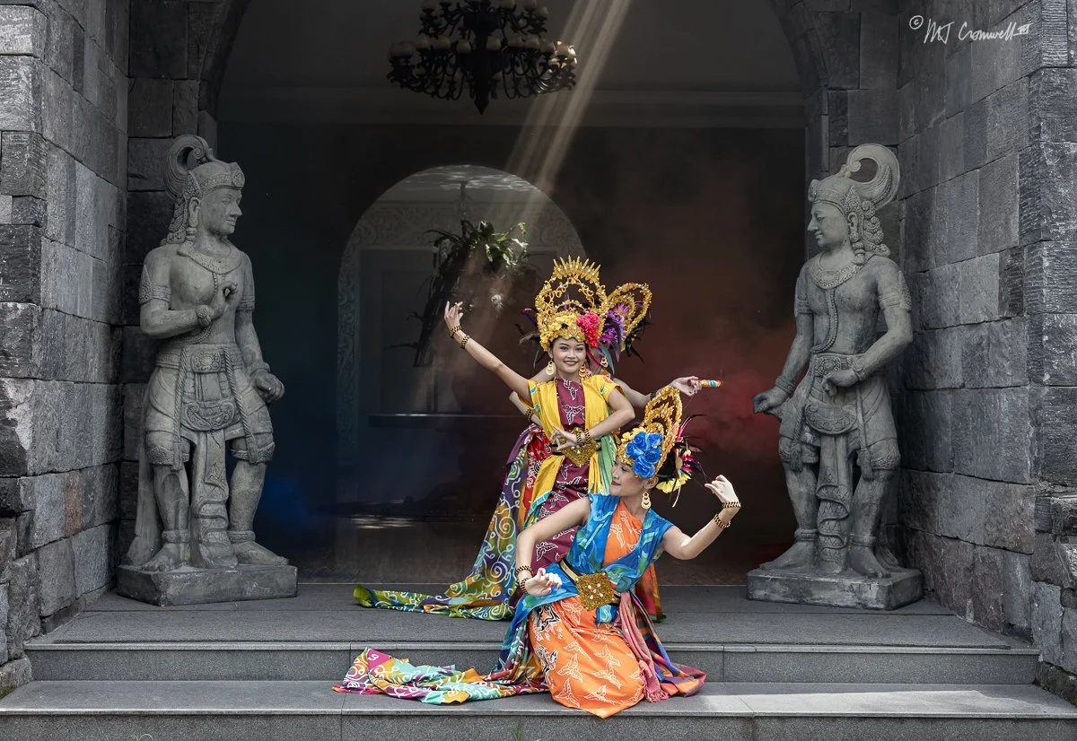 Models Dancing at Resort Near Borobudur Temple