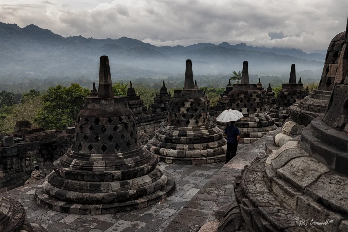 Borobudur Temple in Light Rain