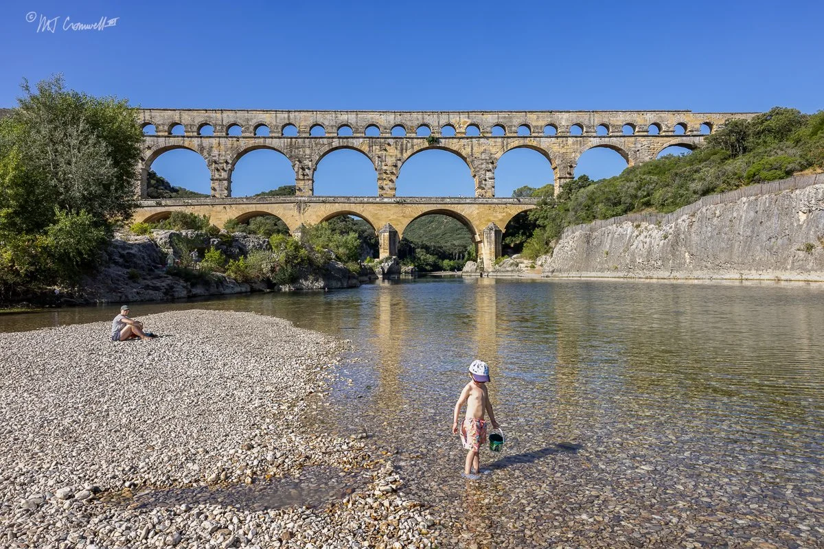 Mom Watching her son at Pont du Gard