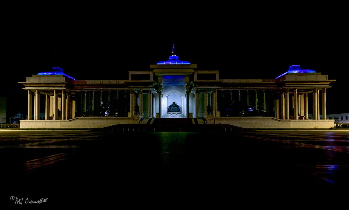 The Government Palace on Sukhbaatar Square at Night